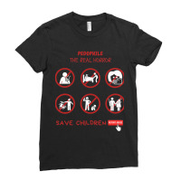 Pedophile Abuse - Save Children Awareness- Report Abuse Ladies Fitted T-shirt | Artistshot