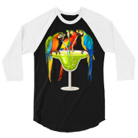 Womens Parrots Drinking Margarita On Summer Vacation Birds V-neck 3/4 Sleeve Shirt | Artistshot