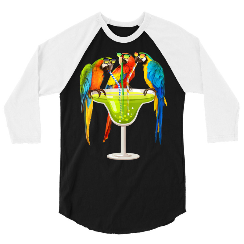 Womens Parrots Drinking Margarita On Summer Vacation Birds V-neck 3/4 Sleeve Shirt by cm-arts | Artistshot