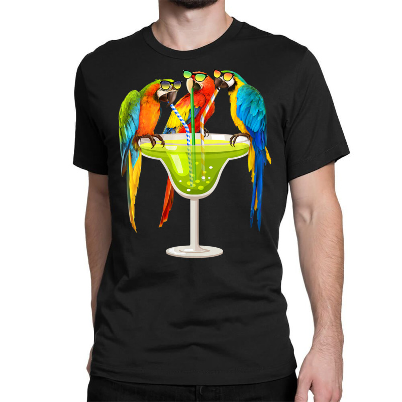 Womens Parrots Drinking Margarita On Summer Vacation Birds V-neck Classic T-shirt by cm-arts | Artistshot