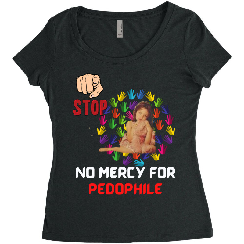 No Mercy For Pedophile,  Pedophile, Stop Women's Triblend Scoop T-shirt by cm-arts | Artistshot