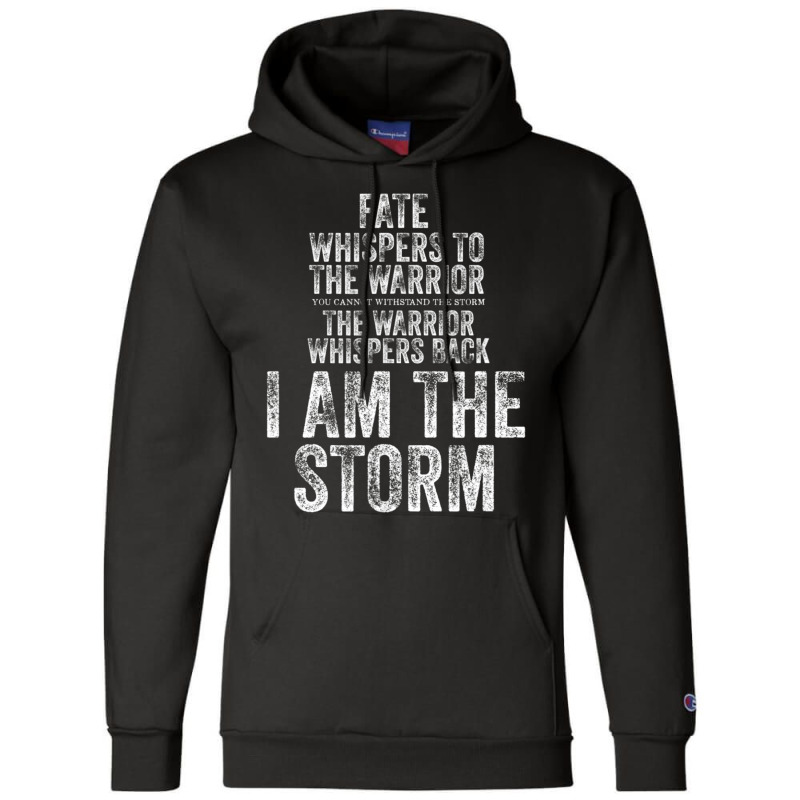 Fate Whispers To Warrior I Am The Storm Quote Gritty Fighter Champion Hoodie | Artistshot