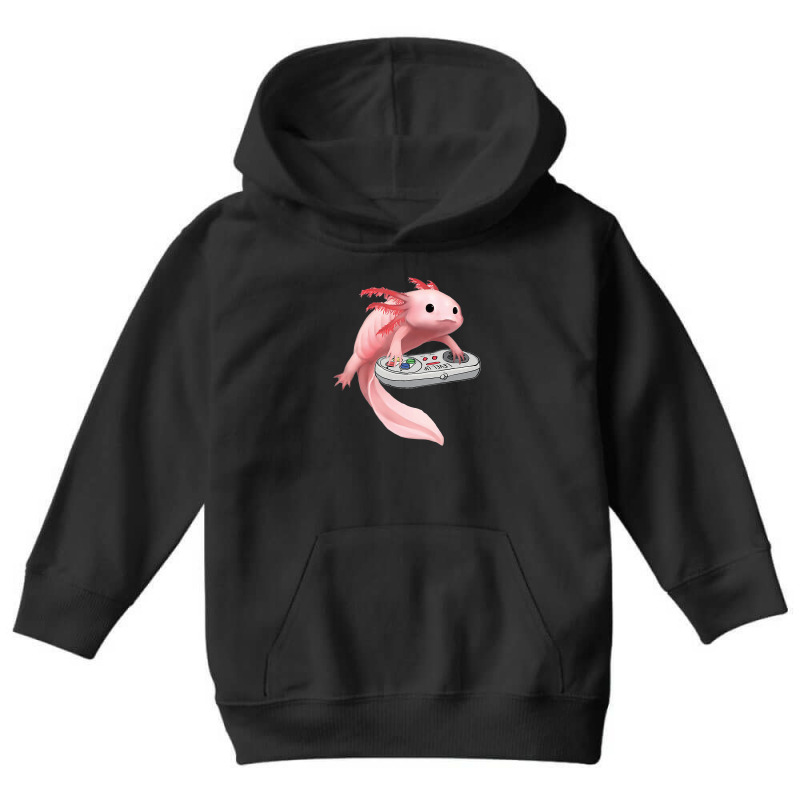 Axolotl Fish Playing Video Game Games-o-lot White Axolotl Lizard Kawai Youth Hoodie by Min03 | Artistshot