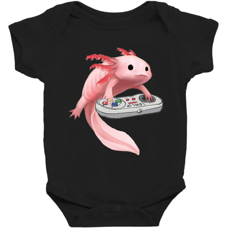 Axolotl Fish Playing Video Game Games-o-lot White Axolotl Lizard Kawai Baby Bodysuit by Min03 | Artistshot