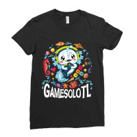 Axolotl Fish Playing Video Game Games-o-lot White Axolotl Lizard Kawai Ladies Fitted T-shirt | Artistshot