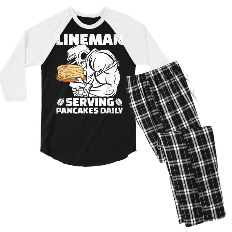 Lineman Serving Pancakes Daily Football Offensive Lineman T Shirt Men's 3/4 Sleeve Pajama Set | Artistshot