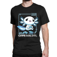 Axolotl Fish Playing Video Game Games-o-lot White Axolotl Lizard Kawai Classic T-shirt | Artistshot