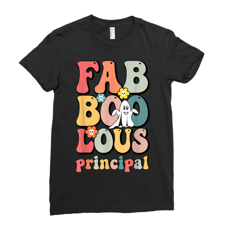 Fab Boo Lous Principal School Principal Groovy Halloween Ladies Fitted T-Shirt by Clinical | Artistshot