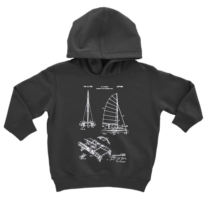 Catamaran Sailboat Patent, Catamaran, Sailboat Patent, Catamaran Sailb Toddler Hoodie by cm-arts | Artistshot