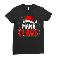 Mama Claus Shirt Christmas Lights Pajama Family Matching Ladies Fitted T-shirt | Artistshot