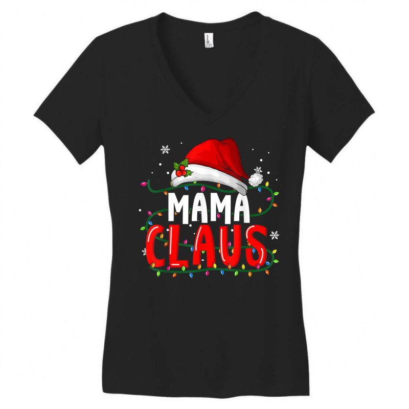 Mama Claus Shirt Christmas Lights Pajama Family Matching Women's V-Neck T-Shirt by Posh | Artistshot