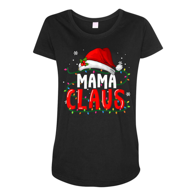 Mama Claus Shirt Christmas Lights Pajama Family Matching Maternity Scoop Neck T-shirt by Posh | Artistshot