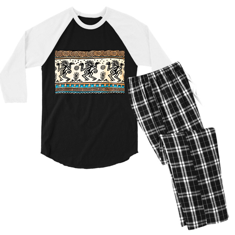 Rain Dance Aztec Stamp, Rain Dance, Aztec Stamp, Rain Dance Aztec Stam Men's 3/4 Sleeve Pajama Set by cm-arts | Artistshot