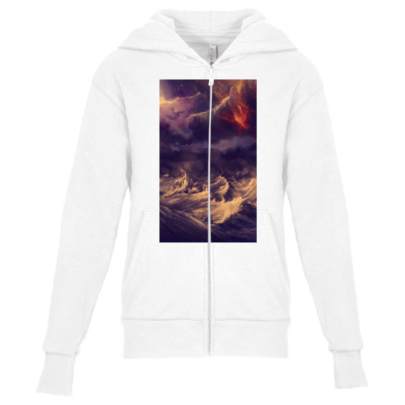 Stormy Ocean Youth Zipper Hoodie by Chamberscfe | Artistshot