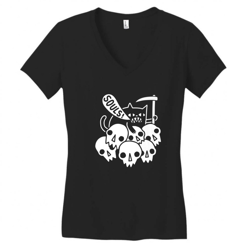 Cat Got Your Soul Cute Simple Cartoon Women's V-Neck T-Shirt by cm-arts | Artistshot