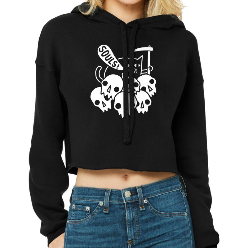 Cat Got Your Soul Cute Simple Cartoon Cropped Hoodie by cm-arts | Artistshot