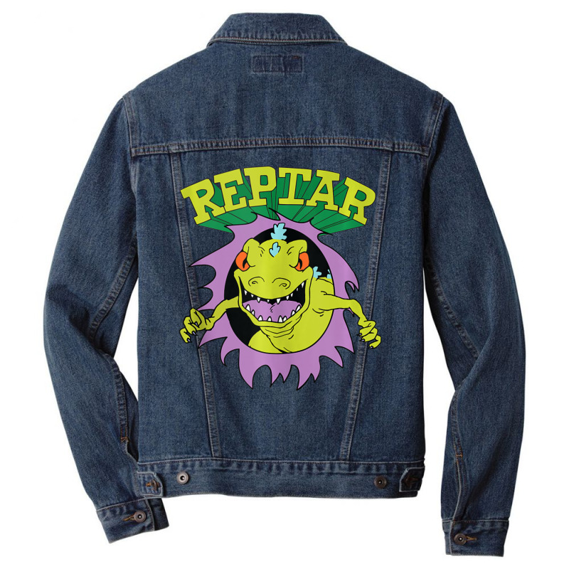 Reptar Attack Ripping Breaking Through Men Denim Jacket by cm-arts | Artistshot