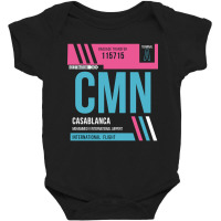 Casablanca (cmn) Airport Code Baggage Tag Baby Bodysuit | Artistshot