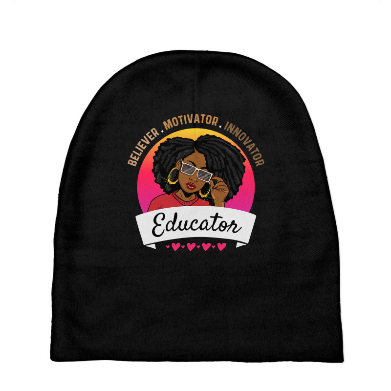 Believer Motivator Innovator Educator Melanin Black Teacher Long Sleev Baby Beanies by cm-arts | Artistshot