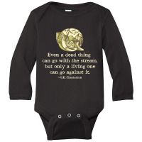 Gk Chesterton Quote Catholic Humor Fishing Men Stream Long Sleeve Baby Bodysuit | Artistshot