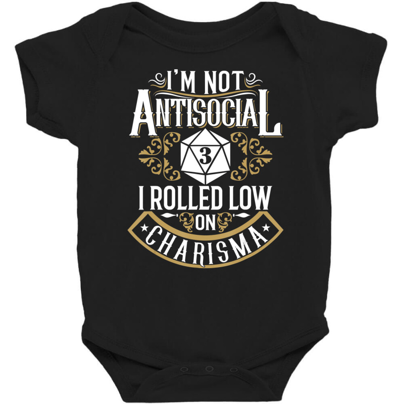 Not Antisocial, Rolled Low Charisma Rpg Loves Dragons Baby Bodysuit by cm-arts | Artistshot