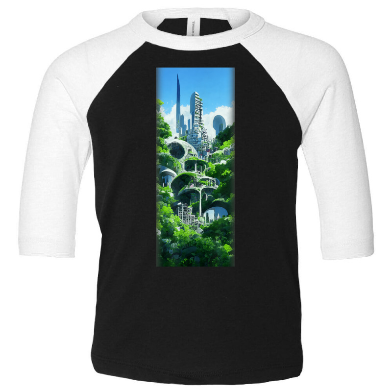 Solarpunk Futuristic City Abandoned Overgrown Halloween Toddler 3/4 Sleeve Tee by Uniform | Artistshot