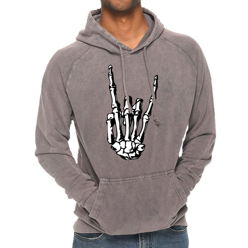 Rock On Skeleton Vintage Hoodie | Artistshot