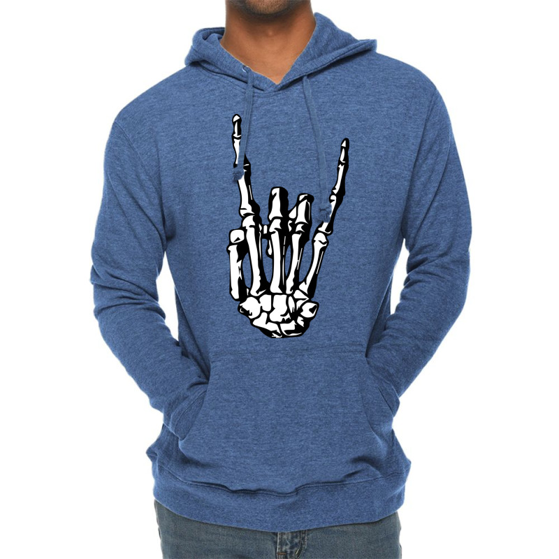 Rock On Skeleton Lightweight Hoodie | Artistshot