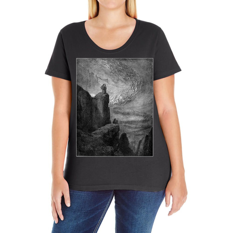 Dante’s Inferno “the Stormy Blast Of Hell” Gustave Doré Ladies Curvy T-Shirt by Color | Artistshot