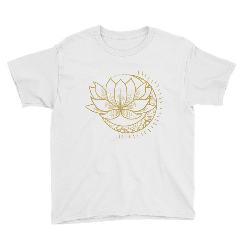 Minimal Crescent Moon Lotus Flower Space Yoga Meditation Art T Shirt Youth Tee by cm-arts | Artistshot