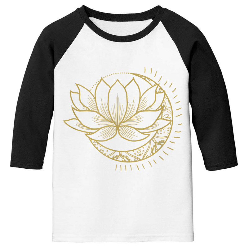 Minimal Crescent Moon Lotus Flower Space Yoga Meditation Art T Shirt Youth 3/4 Sleeve by cm-arts | Artistshot