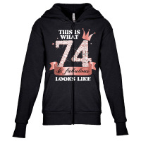 74 & Fabulous I Black Peach Party Group Candid Photo Outfit Youth Zipper Hoodie | Artistshot