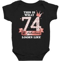 74 & Fabulous I Black Peach Party Group Candid Photo Outfit Baby Bodysuit | Artistshot