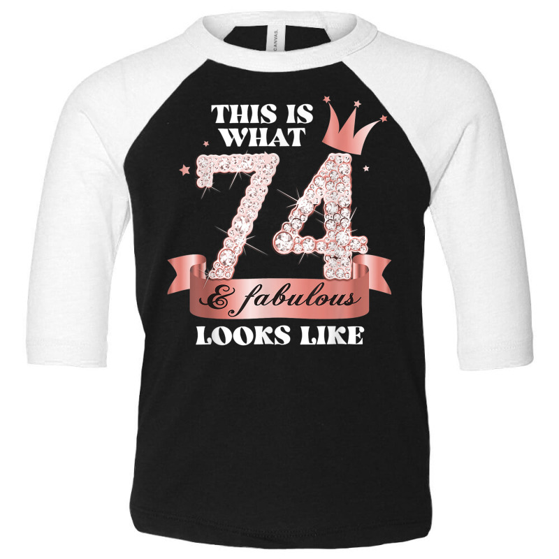 74 & Fabulous I Black Peach Party Group Candid Photo Outfit Toddler 3/4 Sleeve Tee | Artistshot