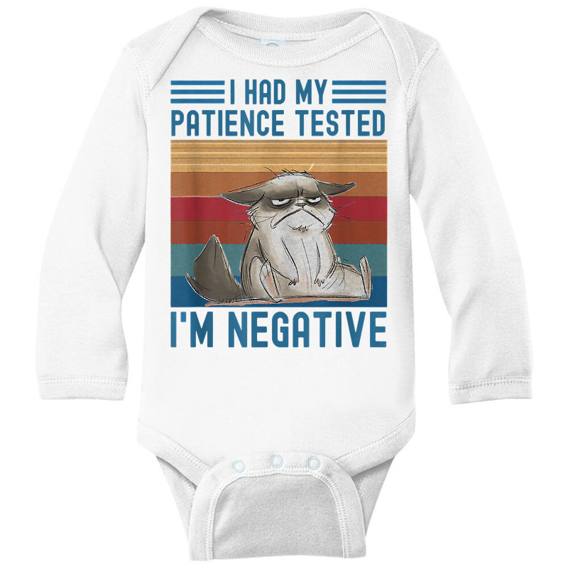 I Had My Patience Tested I Am Cat Negative Funny Vintage T Shirt Long Sleeve Baby Bodysuit by cm-arts | Artistshot