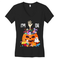 Full Of Halloween Candy I'm Ok Shirt Women's V-neck T-shirt | Artistshot