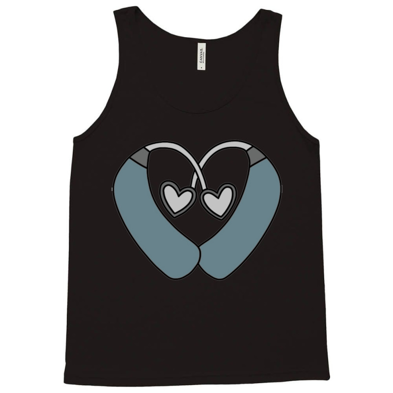 Blue Gray Hearing Aid Heart Tank Top by cm-arts | Artistshot