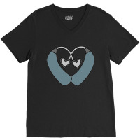 Blue Gray Hearing Aid Heart V-neck Tee | Artistshot