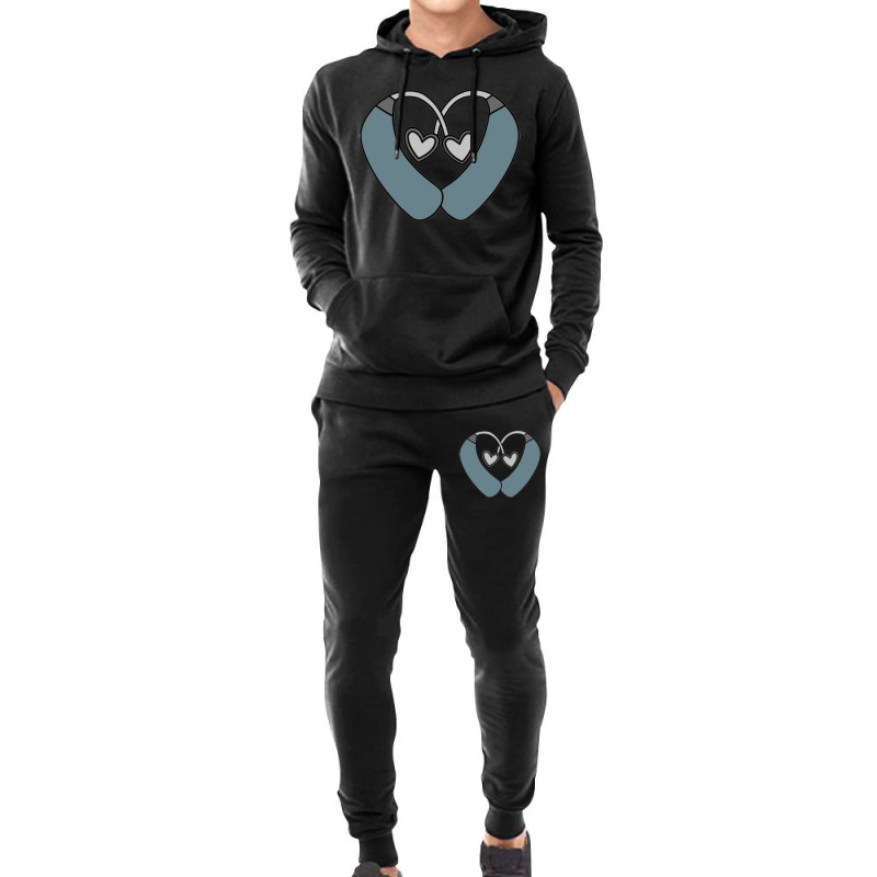 Blue Gray Hearing Aid Heart Hoodie & Jogger set by cm-arts | Artistshot