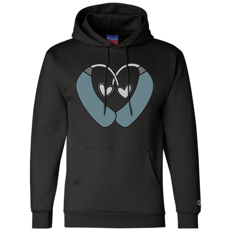 Blue Gray Hearing Aid Heart Champion Hoodie by cm-arts | Artistshot