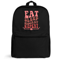 Eat Sleep Hockey Repeat Wavy Stacked Funny Ice Hockey T Shirt Backpack | Artistshot