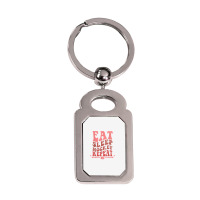 Eat Sleep Hockey Repeat Wavy Stacked Funny Ice Hockey T Shirt Silver Rectangle Keychain | Artistshot