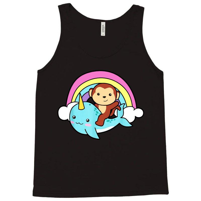 Narwhal Cute Whale With Monkey Ocean Unicorn Tank Top | Artistshot