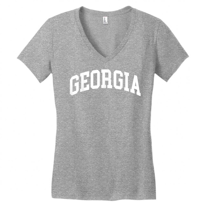 Georgia Us College Font Proud American Usa States T Shirt Women's V-Neck T-Shirt by cm-arts | Artistshot