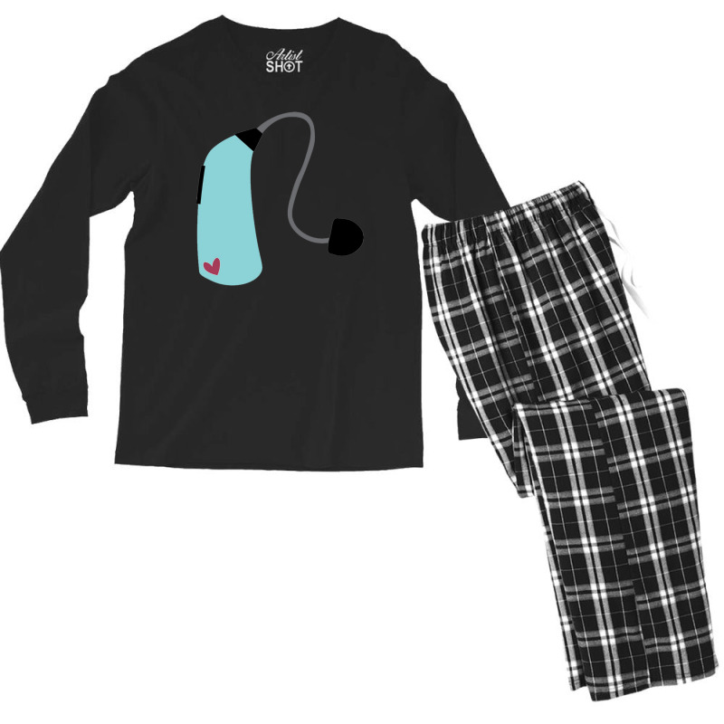 Cute Blue Hearing Aid Men's Long Sleeve Pajama Set by cm-arts | Artistshot