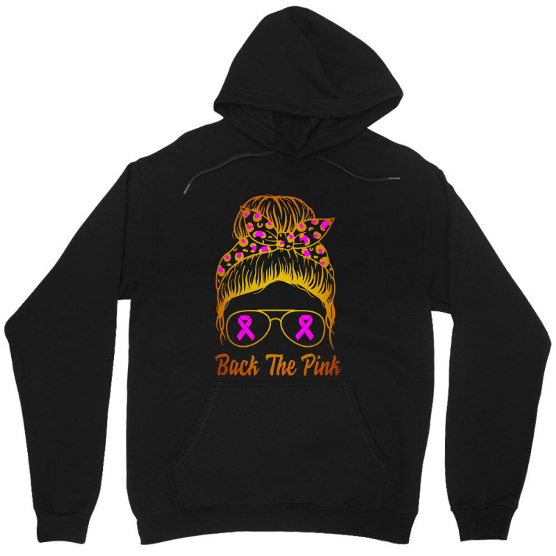 Awareness Shirts Women Back The Pink Messy Bun Unisex Hoodie | Artistshot