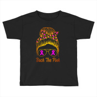 Awareness Shirts Women Back The Pink Messy Bun Toddler T-shirt | Artistshot