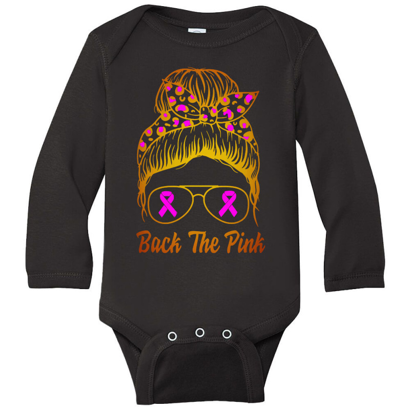 Awareness Shirts Women Back The Pink Messy Bun Long Sleeve Baby Bodysuit | Artistshot