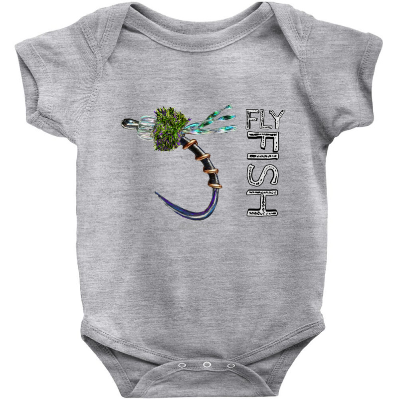 Trout Midge Fly Fishing Tying Tenkara Gifts By Black Fly Pullover Hood Baby Bodysuit by cm-arts | Artistshot