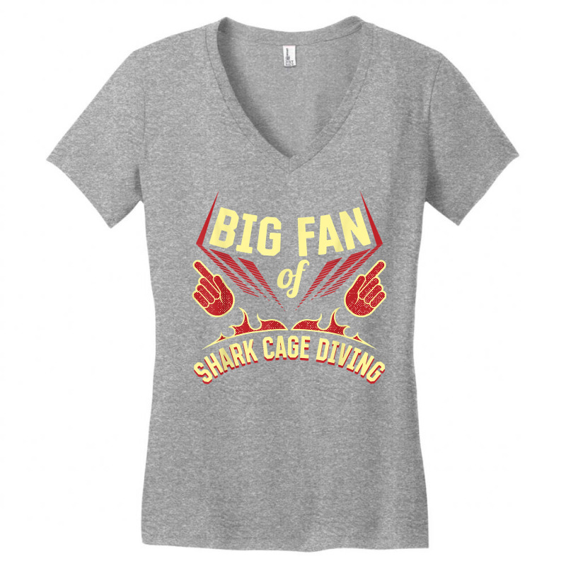 Big Fan Of Shark Cage Diving Sports Player Games Athlete T Shirt Women's V-Neck T-Shirt by cm-arts | Artistshot